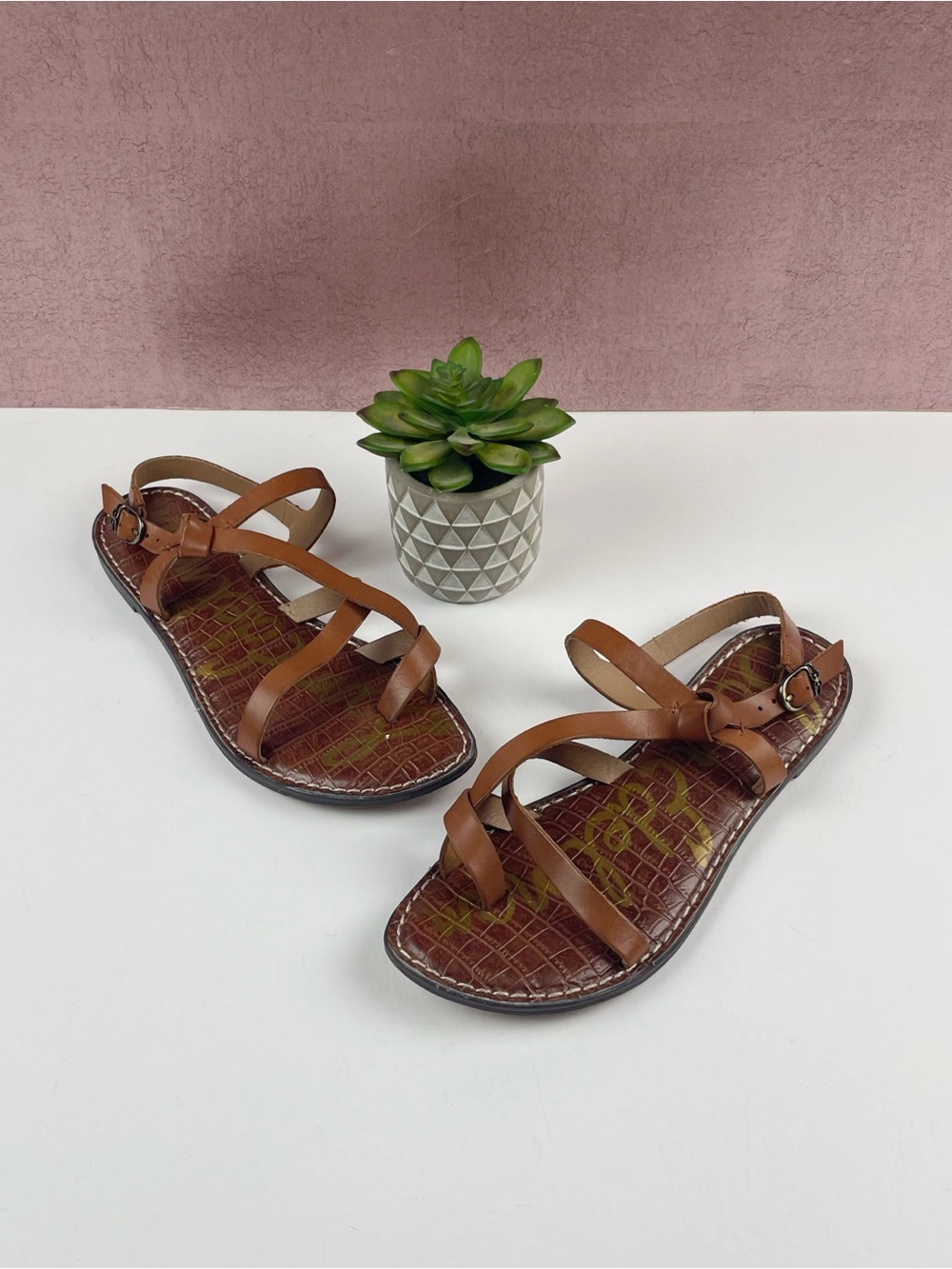 Sam Edelman Brown Leather Strappy Open Toe Sandals Gladiator Women Shoes Size 8